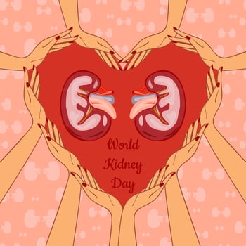World Kidney Day Poster Or Banner. Kidney care and cancer awareness concept. Urology and nephrology vector design.
