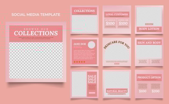 social media template banner beauty care cosmetic and spa sale promotion vector