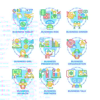 Business Work Set Icons Vector Color Illustrations