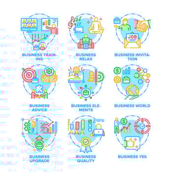 Business World Set Icons Vector Illustrations
