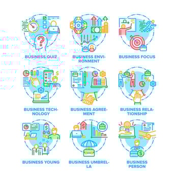 Business Deal Set Icons Vector Color Illustrations
