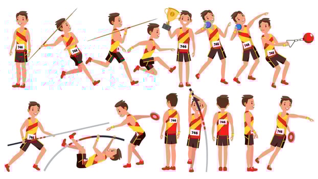 Athletics Male Player Vector. In Action. Sport Concept. Jogging Race. Sportswear. Individual Sport. Cartoon Character Illustration vector
