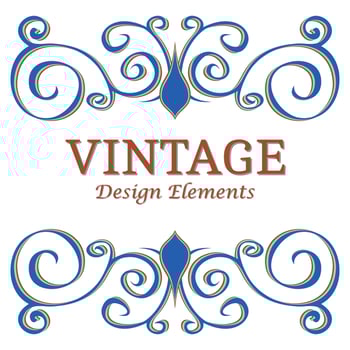 Calligraphic design elements and page decoration. Blue Vintage floral elements for design on a white background. Vector decorative design elements.
