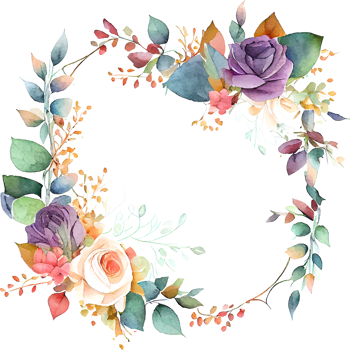 Cute watercolor frame with spring flowers png