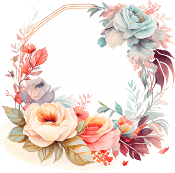 Cute watercolor frame with spring flowers png