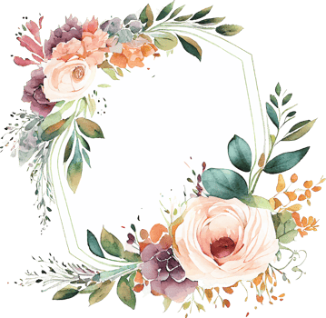 Cute watercolor frame with spring flowers png