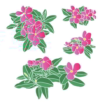Composition of flowers, hand-drawn vector illustration in flat style.