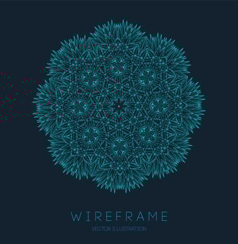 Circle pattern technology. Blue abstract geometric shape tech pattern on dark background. Music abstract vector illustration.