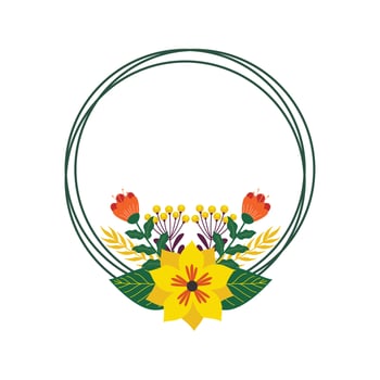 Circle frame floral background for wedding or invitation. Floral background vector