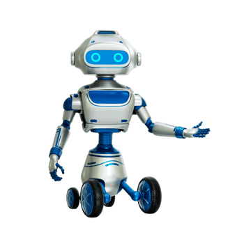 the artificial intelligence robot with a hand sign for welcome. png