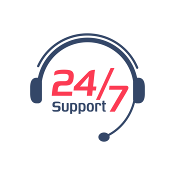 24 hour service icon.Headphone Talk Support over the phone to consult customer problems. png