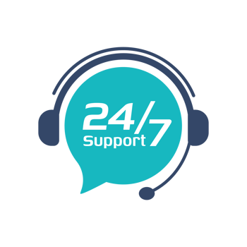 24 hour service icon.Headphone Talk Support over the phone to consult customer problems. png