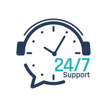 24 hour service icon.Headphone Talk Support over the phone to consult customer problems. png