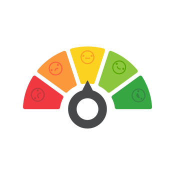 Poor and good customer satisfaction metrics Bad credit score. business service rating illustration png