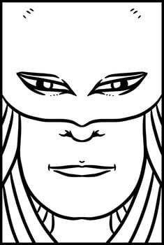 black and white of woman cartoon vector