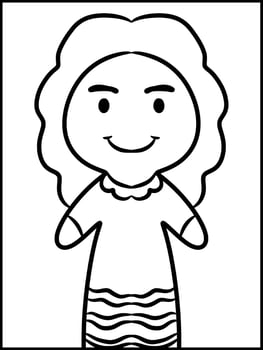 vector illustration of woman cartoon for coloring