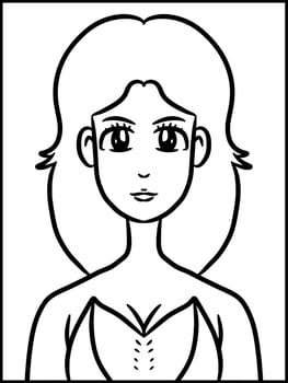 vector illustration of woman cartoon for coloring