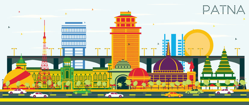 Patna India City Skyline with Color Buildings and Blue Sky. vector