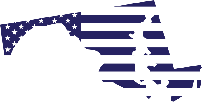outline drawing of maryland state map on usa flag. png