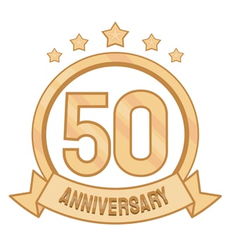 fiftieth anniversary golden badge vector