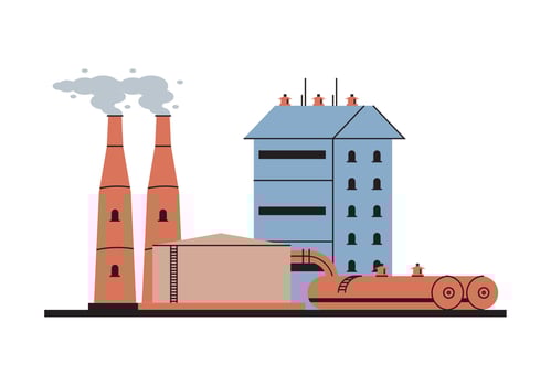 industry plant with chimneys and pipelines vector