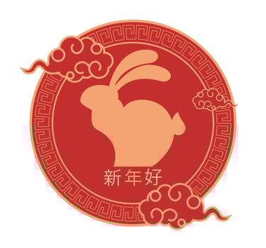 golden chinese rabbit emblem vector