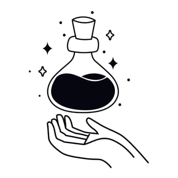 hand with esoteric potion vector