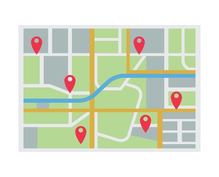 paper map with pins vector