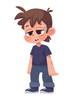 little boy sick with fever vector
