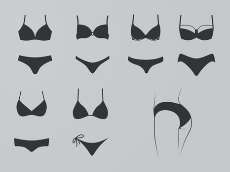 Set of isolated icons on a theme women's undies vector