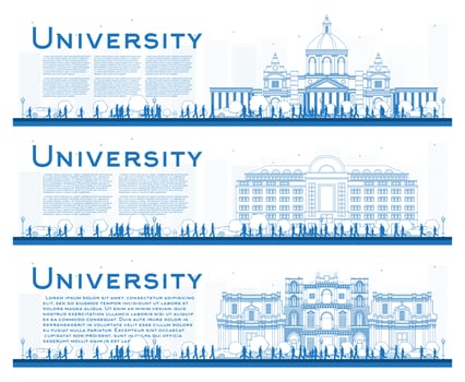 Outline Set of University Campus Study Banners. vector