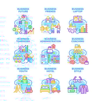 Business Relation Set Icons Vector Illustrations