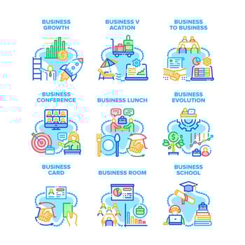 Business Evolution Set Icons Vector Illustrations