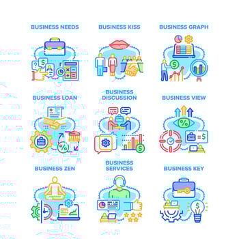 Business Service Set Icons Vector Illustrations