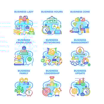 Business Update Set Icons Vector Illustrations