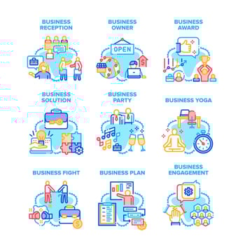 Business Solution Set Icons Vector Illustrations