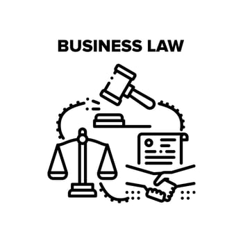 Business Law Vector Black Illustrations