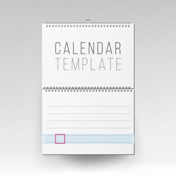 Spiral Calendar Vector. Blank Office Calendar Mock Up. Realistic Sheets Of Paper. Empty Mock Up Wall Calendar Illustration. vector