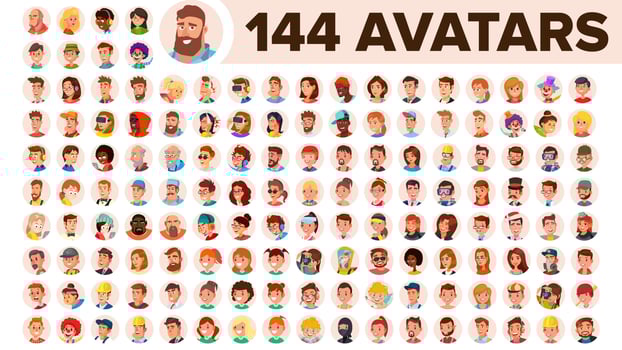 People Avatar Set Vector. Man, Woman. Human Emotions. Anonymous Male, Female. Icon Placeholder. Person Shilouette. User Portrait. Comic Emotions. Flat Handsome Manager. Flat Cartoon Character vector