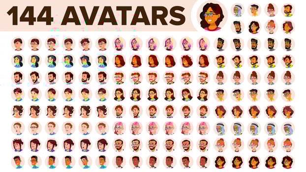 People Avatar Set Vector. Man, Woman. Default Placeholder. Colored Member. User Person. Expressive Picture. Round Portrait. Comic Face Art. Cheerful Worker. Flat Cartoon Character Illustration vector