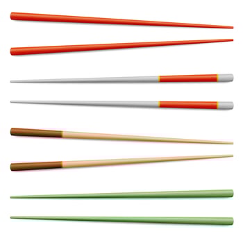 Food Chopsticks Set Isolated Vector Icon, Symbol, Sign Illustration. Japanese, Chinese, Asian Food Chopsticks Isolated
