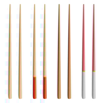 Chopsticks Vector Set. Realistic Wooden Set Of Classic Japanese, Chinese, Asian Food Chopsticks Isolated Illustration