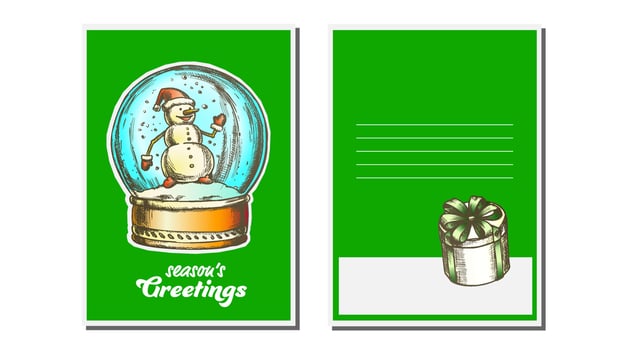 Christmas Greeting Card Vector. Snow Globe. Seasons. Holiday Concept. Hand Drawn In Vintage Style Illustration vector