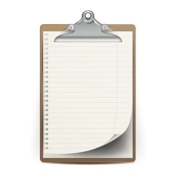 Realistic Clipboard Vector. A4 Size. Top View. Isolated Illustration vector