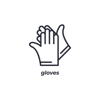 Vector sign gloves symbol is isolated on a white background. icon color editable.