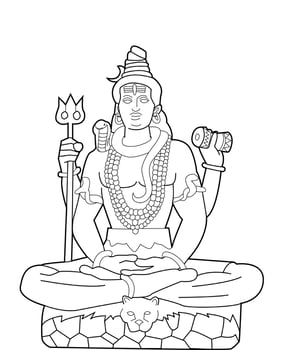 Black and white vector illustration of Lord Shiva