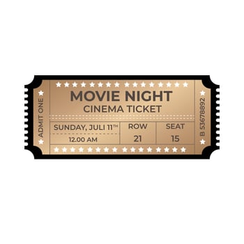 cinema ticket black and brown isolated on white background vector