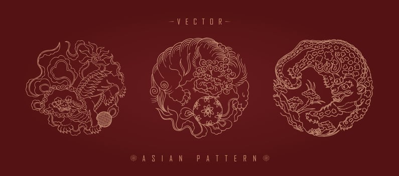 Chinese Lunar New Year Costume Traditional Pattern vector