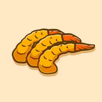 fried shrimp tempura illustration concept in cartoon style vector