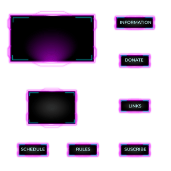 Live streaming purple theme  panel. Streaming screen panel overlay design template neon theme. Live video, online stream futuristic technology style. Abstract digital user interface png